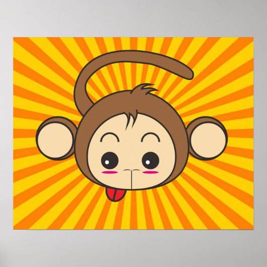 Super Monkey Face op Sunburst Background Poster (Voorkant)