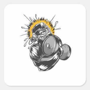 Super Monkey Gym Design Vierkante Sticker