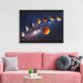 Super moon lunar eclipse 24x18 Wrapped Canvas (Insitu (Woonkamer))