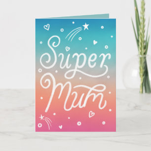 Super Mum Sterren Harten belettering Moederdag Kaa Kaart