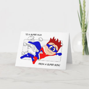 Super Mum Superhero Moederdag Kaart Son