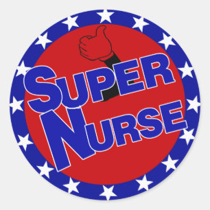 SUPER NURSE THUMBUMBUP - AANMOEDIGING RONDE STICKER