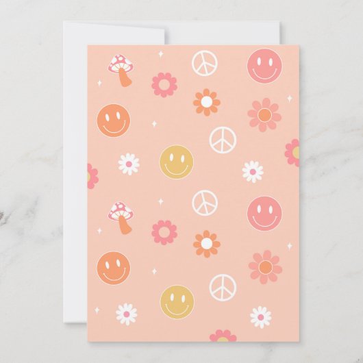 Super One Boho Retro Invitations d'anniversaire (Dos)