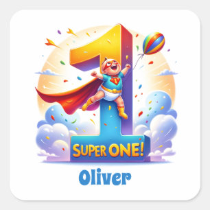 Super 'One' - het heldhaftige jaar van [name] Vierkante Sticker