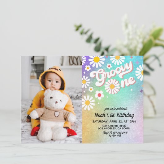 Super One Portrait 1er Anniversaire Invitation (Debout devant)