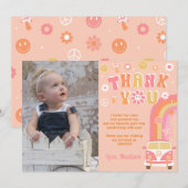 Super One Two Retro Anniversaire Merci Cartes (Devant / Derrière)