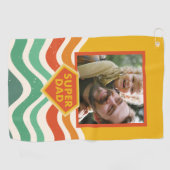 Super Pa aangepaste foto met retro golven Golfhanddoek (Horizontaal)