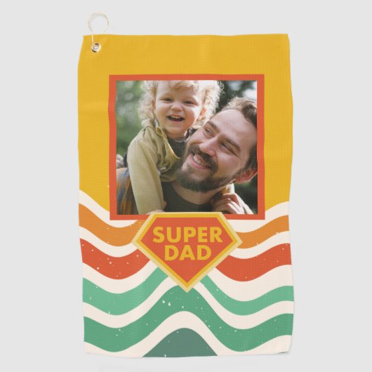 Super Pa aangepaste foto met retro golven Golfhanddoek (Voorkant)