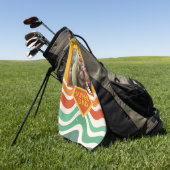 Super Pa aangepaste foto met retro golven Golfhanddoek (Groen)