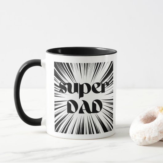Super Pap Mok, Superhero Thema, Cadeau voor Vader Mok (Met donut)