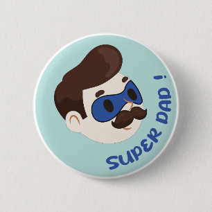 Super Papa Cartoon Knop Badge Ronde Button 5,7 Cm
