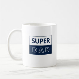 Super papa in blauw en wit koffiemok