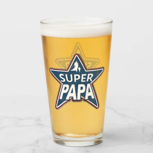Super Papa Red White en Blue Glas (Achterkant gevuld)