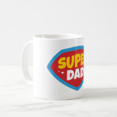 Super Papa Retro Superhelden Badge Koffiemok (Voorkant links)