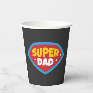 Super Papa Retro Superhelden Badge Papieren Bekers