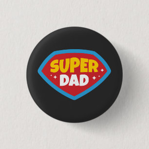 Super Papa Retro Superhelden Badge Ronde Button 3,2 Cm