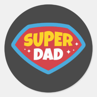 Super Papa Retro Superhelden Badge Ronde Sticker