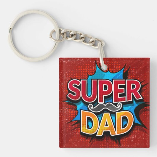 Super papa snor moderne grunge sleutelhanger (Voorkant)