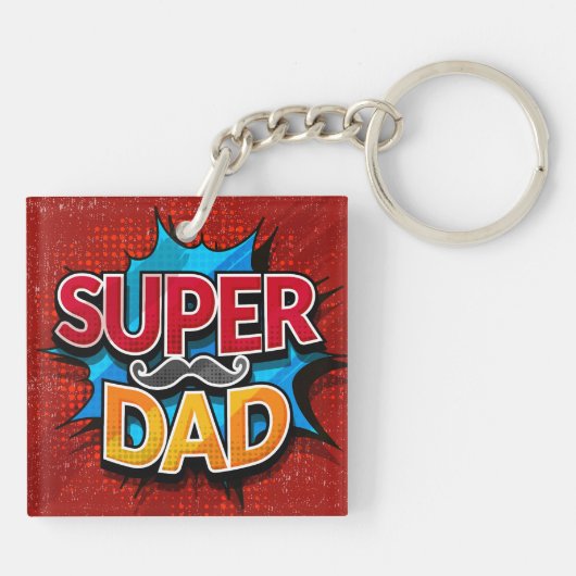 Super papa snor moderne grunge sleutelhanger (Achterkant)