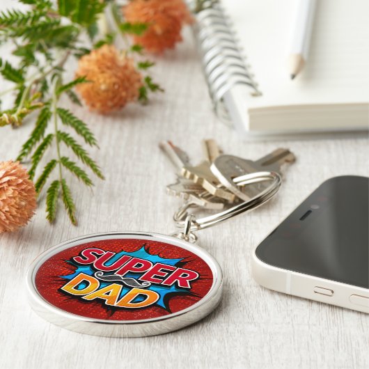 Super papa snor moderne grunge sleutelhanger (Zijkant)