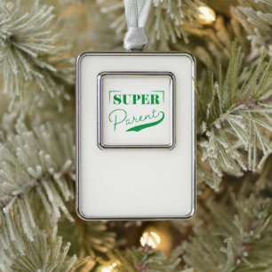 Super Parent Verzilverd Kader Ornament