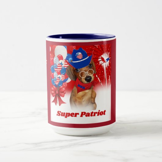 Super Patriot Dachshund Coffee Mug (Centre)