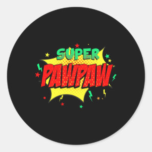 Super Pawpaw Comic Theme Style Superhero Vaders Ronde Sticker