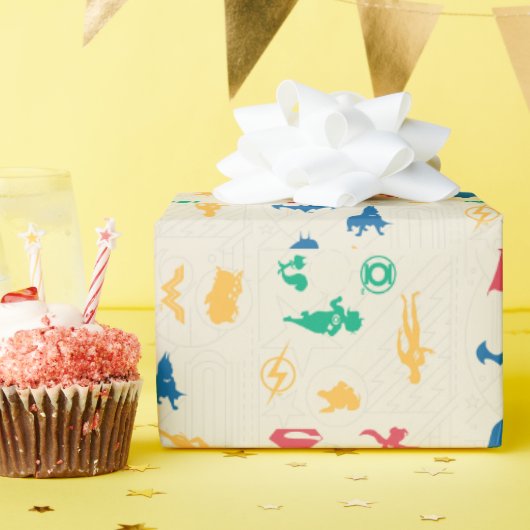 Super Pets & Justice League Silhouette Pattern Cadeaupapier (Verjaardagsfeest)