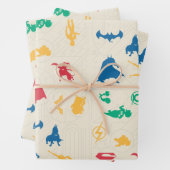 Super Pets & Justice League Silhouette Pattern Inpakpapier Vel (In situ)