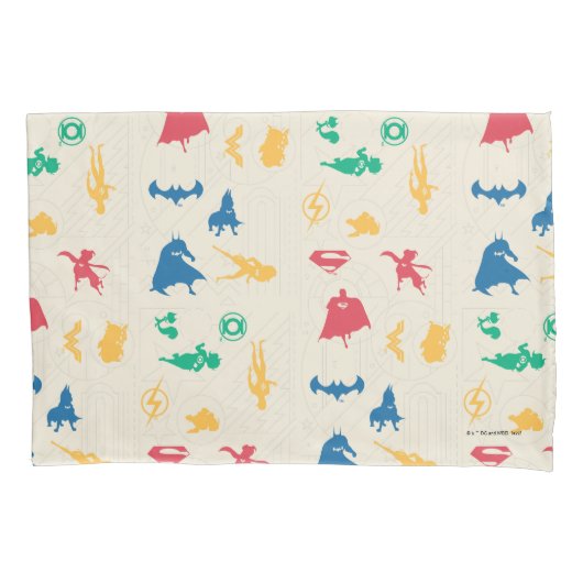 Super Pets & Justice League Silhouette Pattern Kussensloop (Voorkant)
