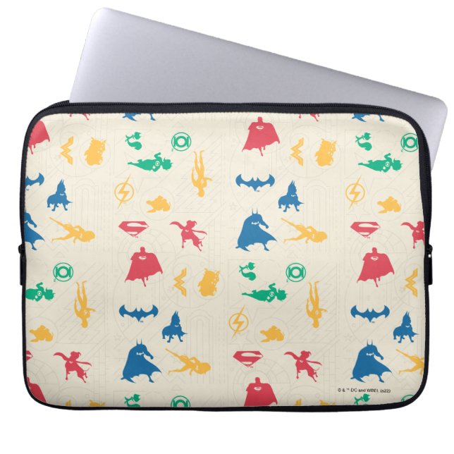 Super Pets & Justice League Silhouette Pattern Laptop Sleeve (Voorkant)