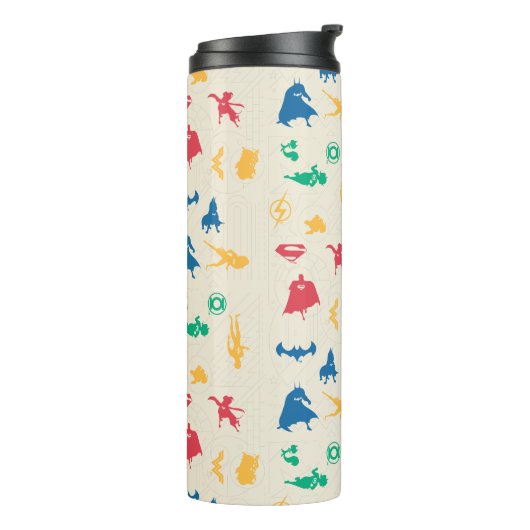 Super Pets & Justice League Silhouette Pattern Thermosbeker (Gedraaid links)