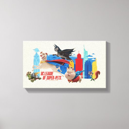 Super-Pets patrouillerende metropolis Canvas Afdruk (Voorkant)