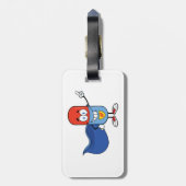 Super Pill Cartoon Hero Character Bagagelabel (Achterkant verticaal)