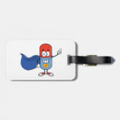 Super Pill Cartoon Hero Character Bagagelabel (Achterkant horizontaal)
