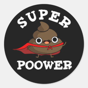 Super Power Funny Super Hero Poop Donk BG Ronde Sticker