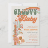 Super Rainbow Baby shower Invitation Retro (Devant)