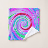 Super Red Swirl Abstrait sur violet et rose (Gant de toilette)