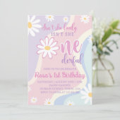 Super Retro Daisy 1er Anniversaire Invitation (Debout devant)