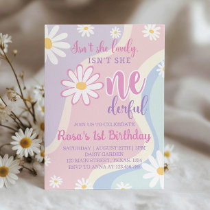 Super Retro Daisy 1er Anniversaire Invitation
