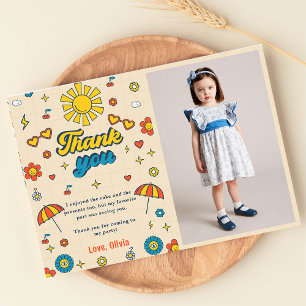 Super Retro Daisy Anniversaire Photo Carte de reme