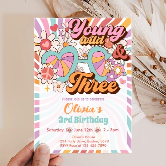 Super Retro Été 3 Anniversaire Invitation
