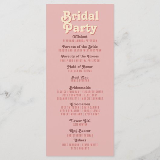 Super Retro les années 70 programme de mariage d'é (Dos)