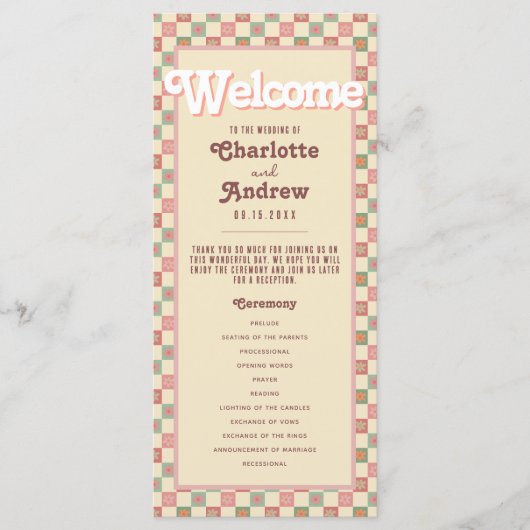 Super Retro les années 70 programme de mariage d'é (Devant)