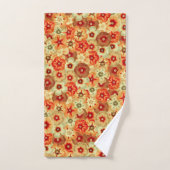 Super Retro Orange Hippie Fleurs Motif (Serviette à main)