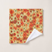 Super Retro Orange Hippie Fleurs Motif (Gant de toilette)