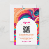 Super Retro Orange rose funky QR code RSVP (Devant)