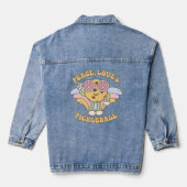 Super Retro Peace, Love & Pickleball Denim Jacket (Verso)