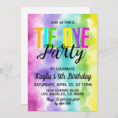 Super Retro Tie Dye Invitation Anniversaire (Devant / Derrière)