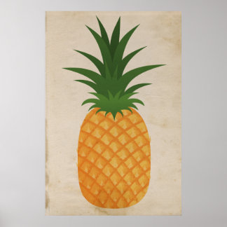 Super Rustic Pineapple Grafisch oud Antiek papier Poster